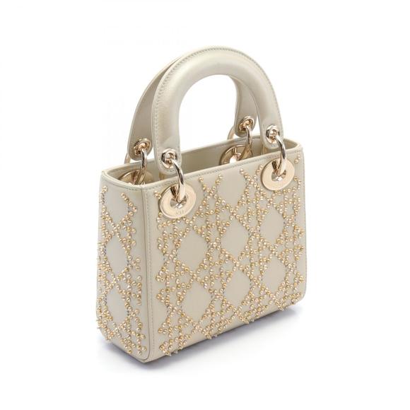 Dior  Leather Beige Cannage Lady Handbag Mini - Picture 1 of 7